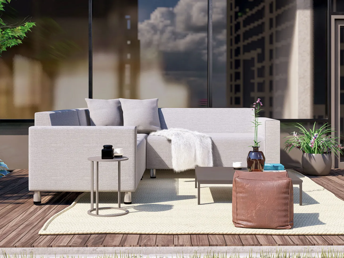 Quick-Dry-Lounge Eck-Sofa, 3-teilig