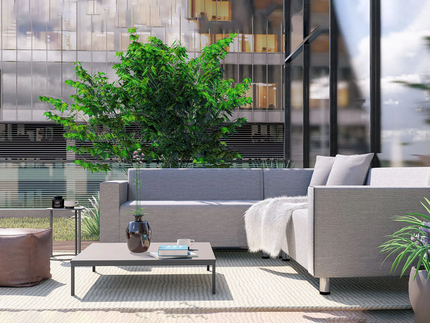 Quick-Dry-Lounge Eck-Sofa, 3-teilig