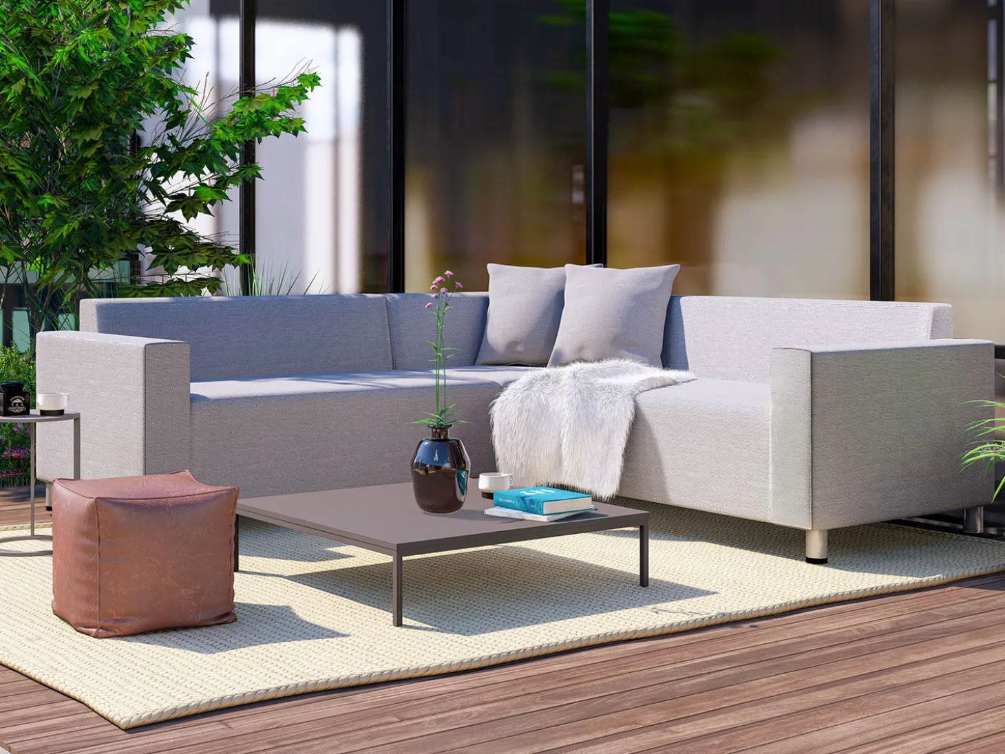 Quick-Dry-Lounge Eck-Sofa, 3-teilig