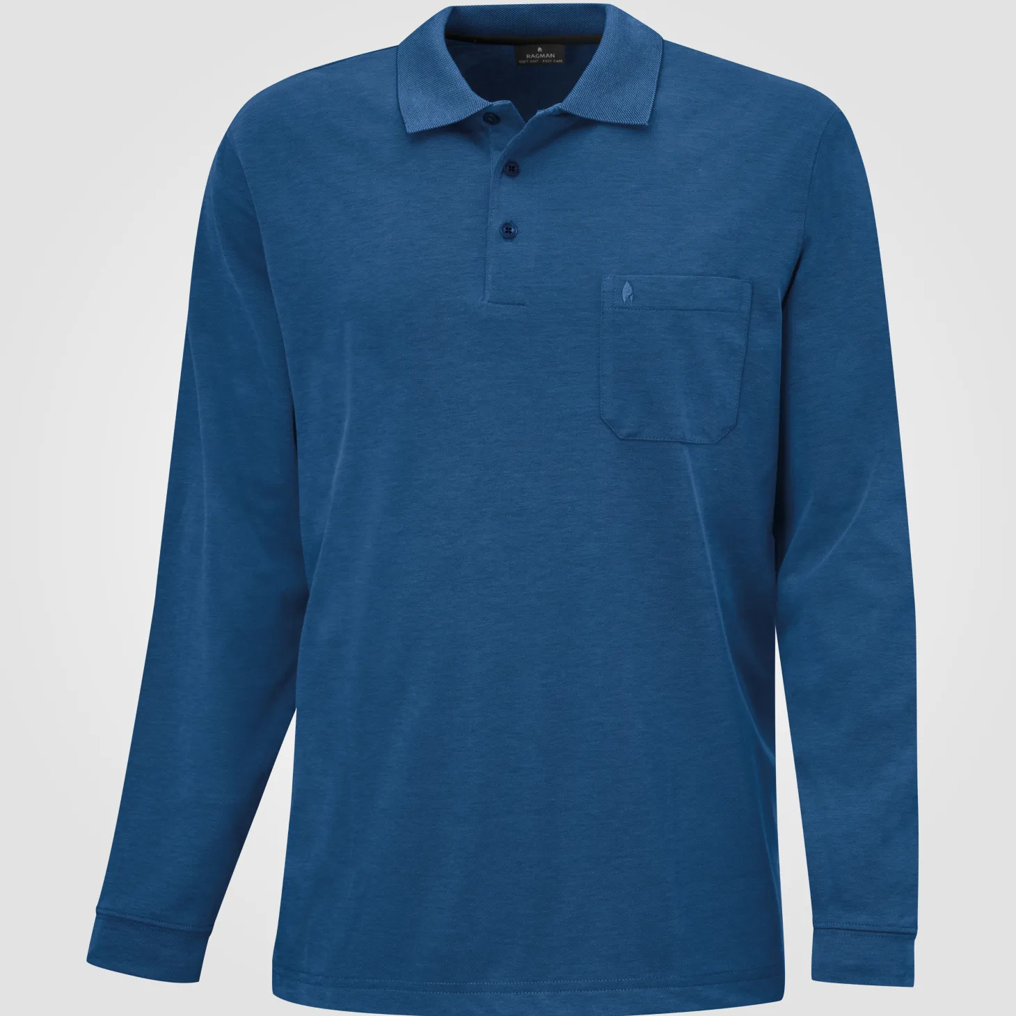 Ragman Herren-Poloshirt langarm uni