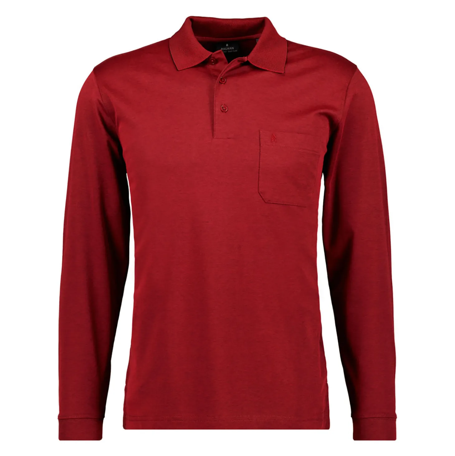 Ragman Herren-Poloshirt langarm uni