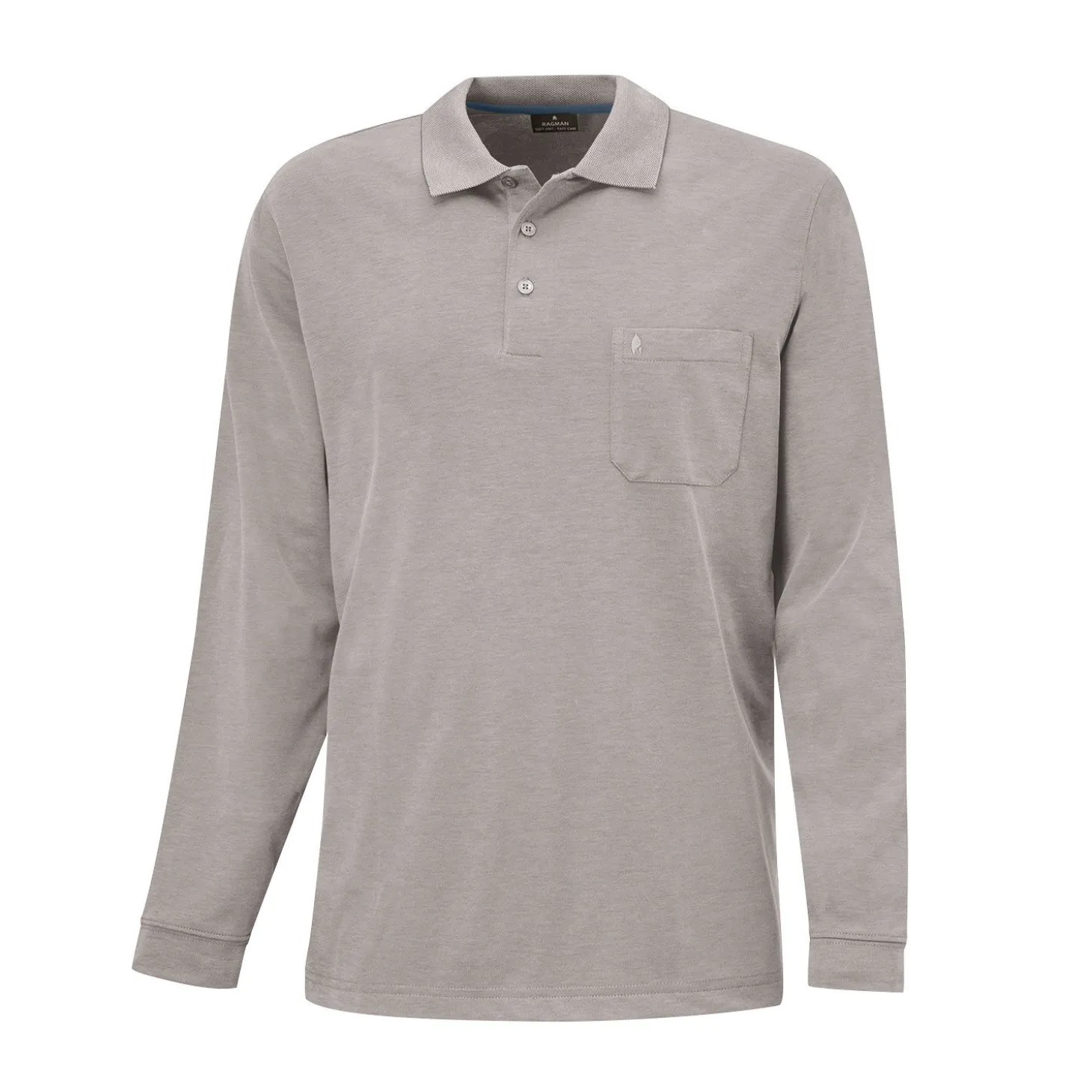 Ragman Herren-Poloshirt langarm uni