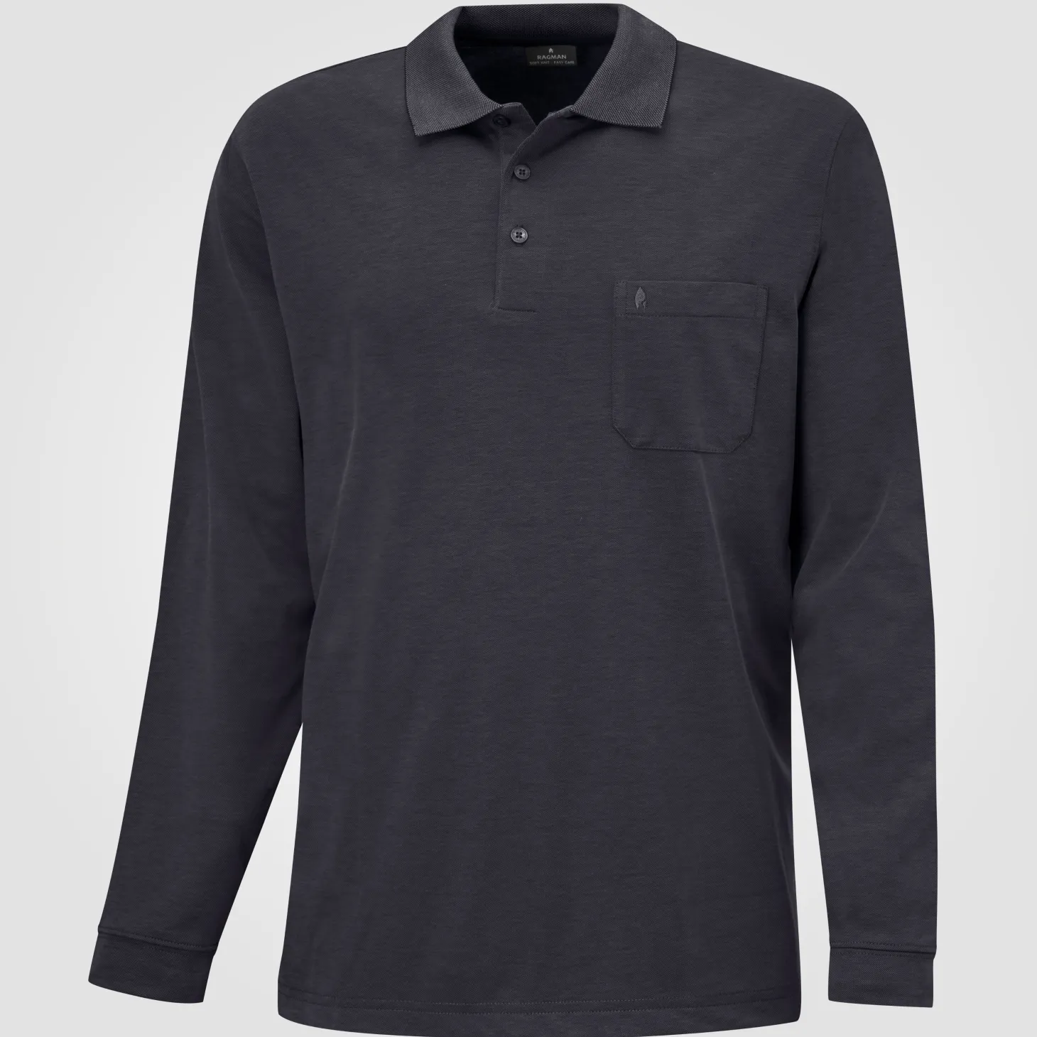 Ragman Herren-Poloshirt langarm uni