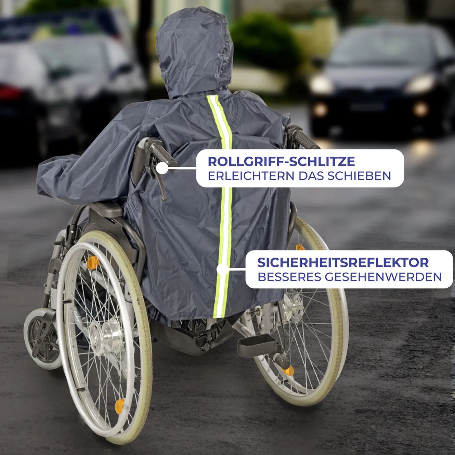 Rollstuhl-Regencape mit Ärmel