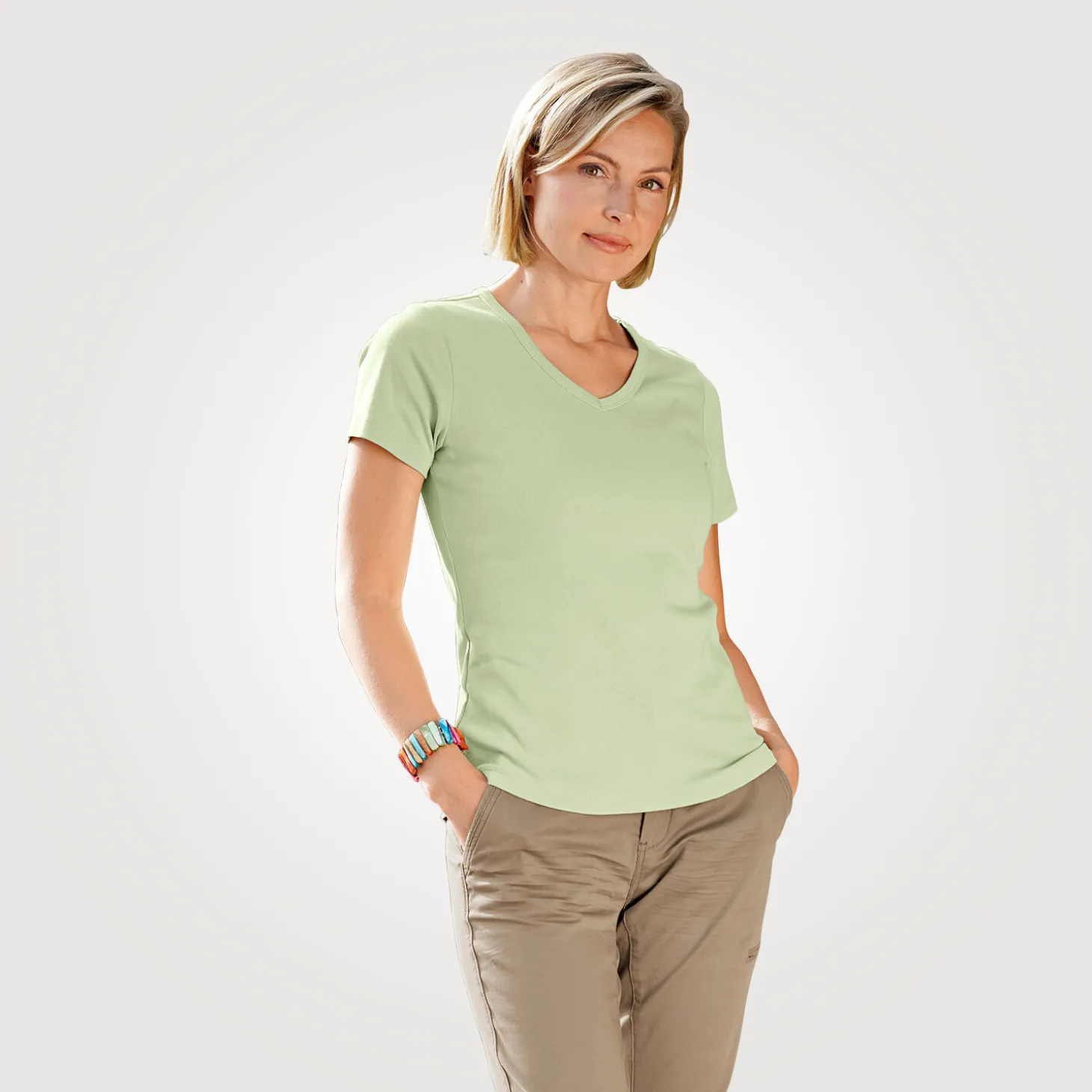 Schlichtes V-Neck Damen T-Shirt