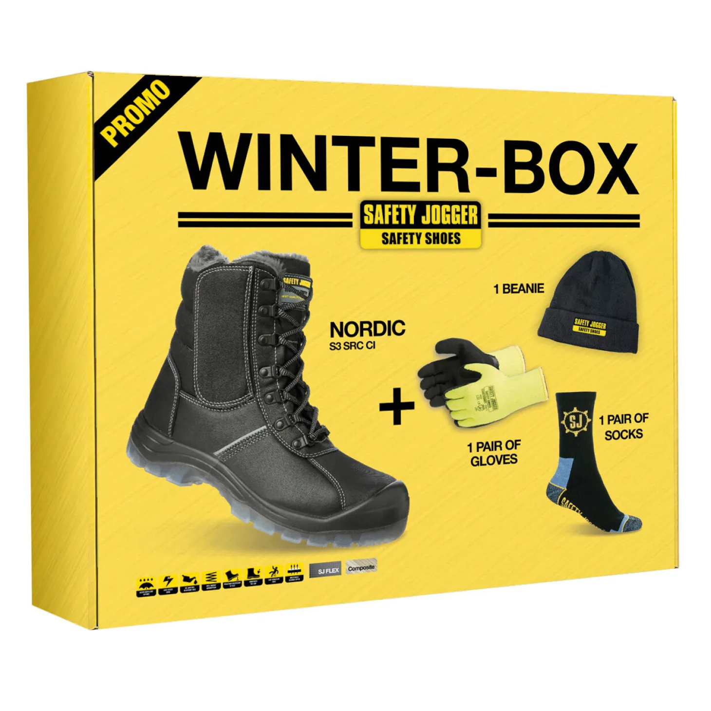 Sicherheitsschuh Box mit Mütze, Handschuhen, Socken