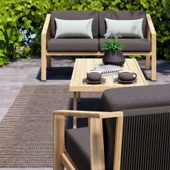 Sofa 3-Sitzer Paris - Alu-Gestell in Holzoptik