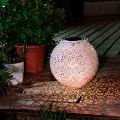 Solar-Laterne mit Lazer-Motiv, LED warmweiss
