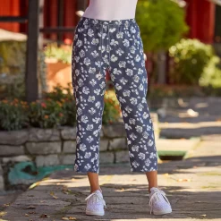 Sommerliche Leinenhose mit Allover-Print