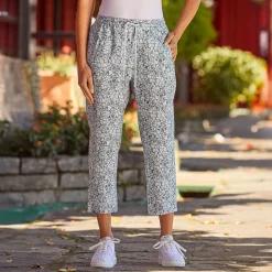 Sommerliche Leinenhose mit Allover-Print