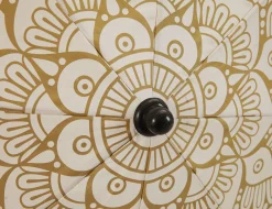 Sonnenschirm Mandala weiss mit Aufdruck und Fransen