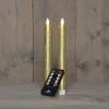Stabkerze 2er–Set – Akkubetrieben, Echtwachs, Gold