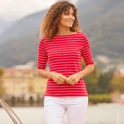 Streifenshirt mit Karreeausschnitt
