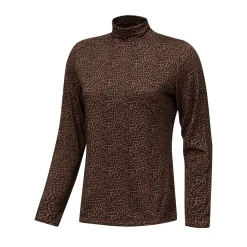 Stretch Rollkragenshirt Damen Animal-Print