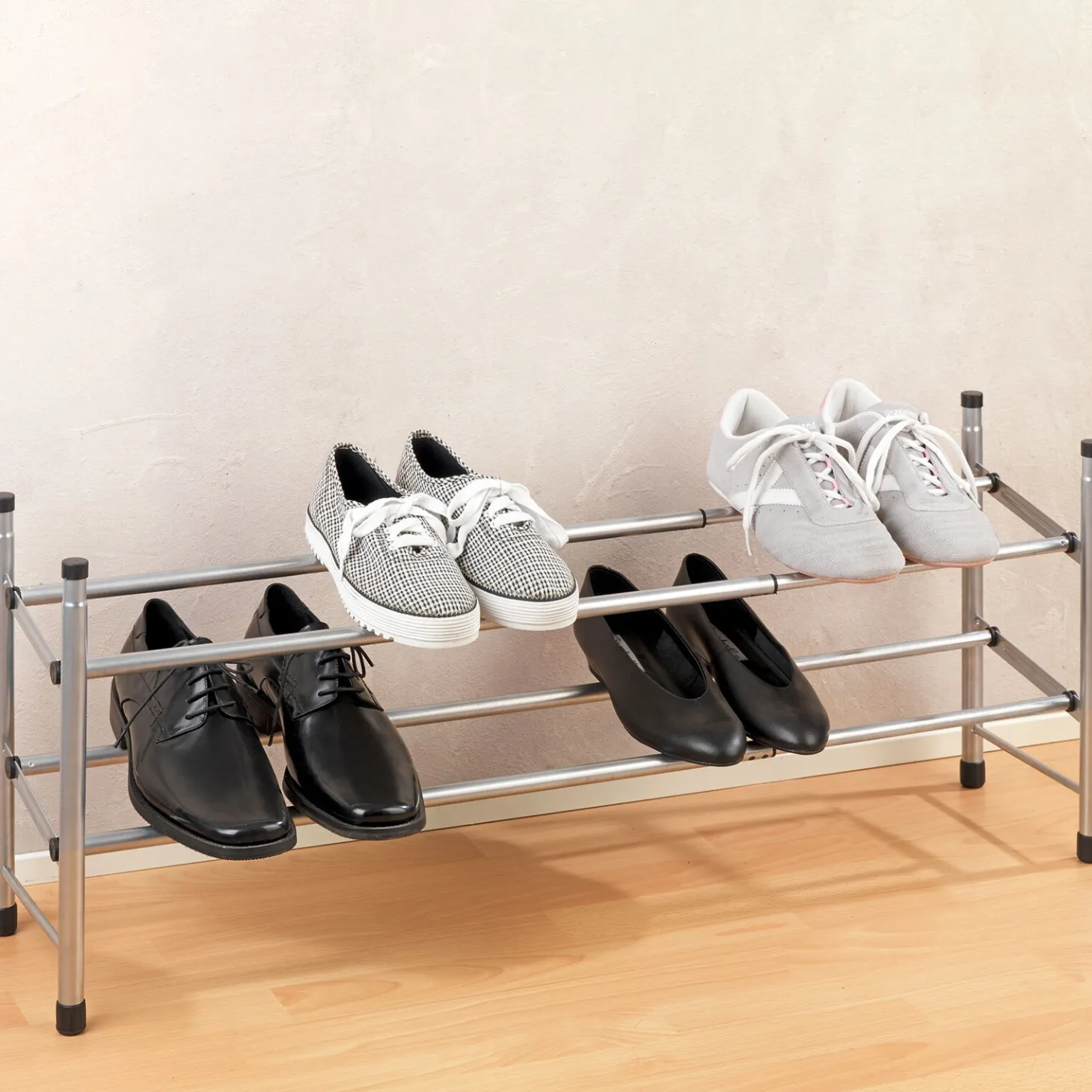 Teleskop-Schuhregal Click, individuell ausbaufähig