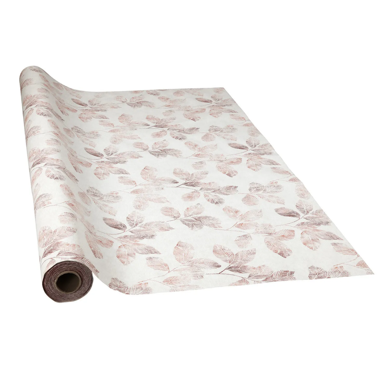 Tischdecke mit feinem Blätterprint in Erdtönen