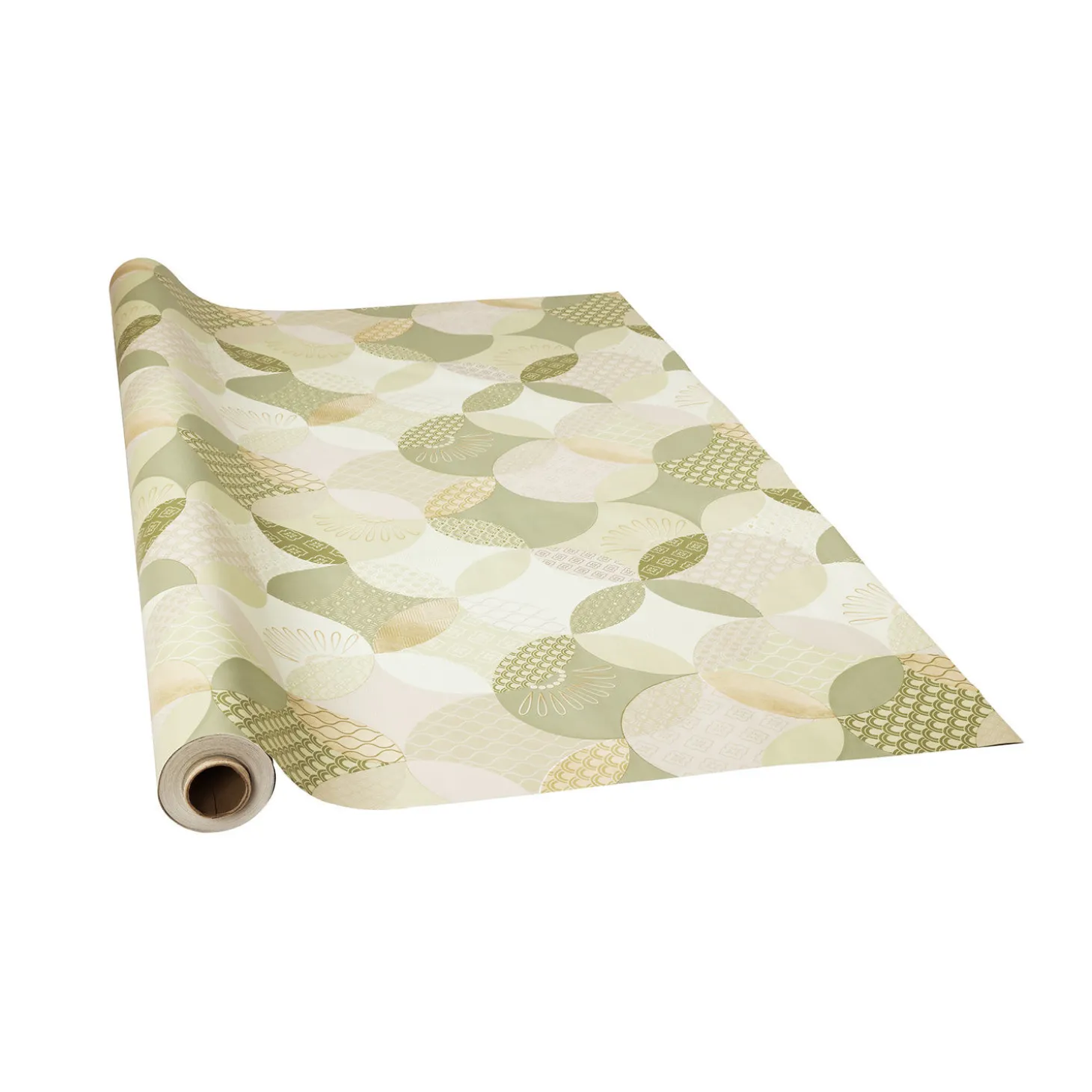 Tischdecke mit feinem Kreismuster in hellen Farbtönen