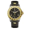 Trauffer Herrenuhr mit PU-Lederband Schwarz/Gold