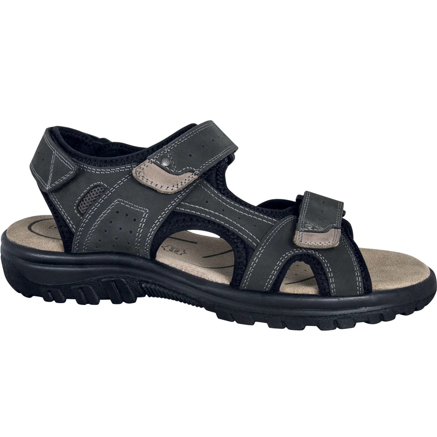 Trekking Sandale Nubuckleder Unisex schwarz