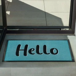 Türvorlage Hello, hellblau