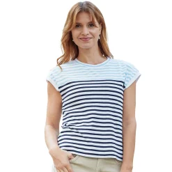 T-Shirt in Rippenstruktur gestreift