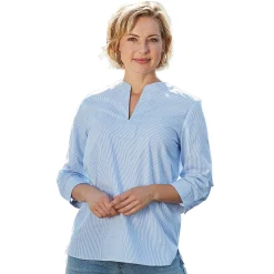 Tunika Bluse aus Baumwolle mit V-Neck