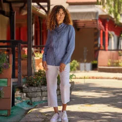 Uni Damen Bluse mit Hemdkragen