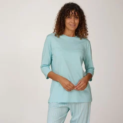 Uni Damen Pyjama Shirt mit 3/4 Ärmeln