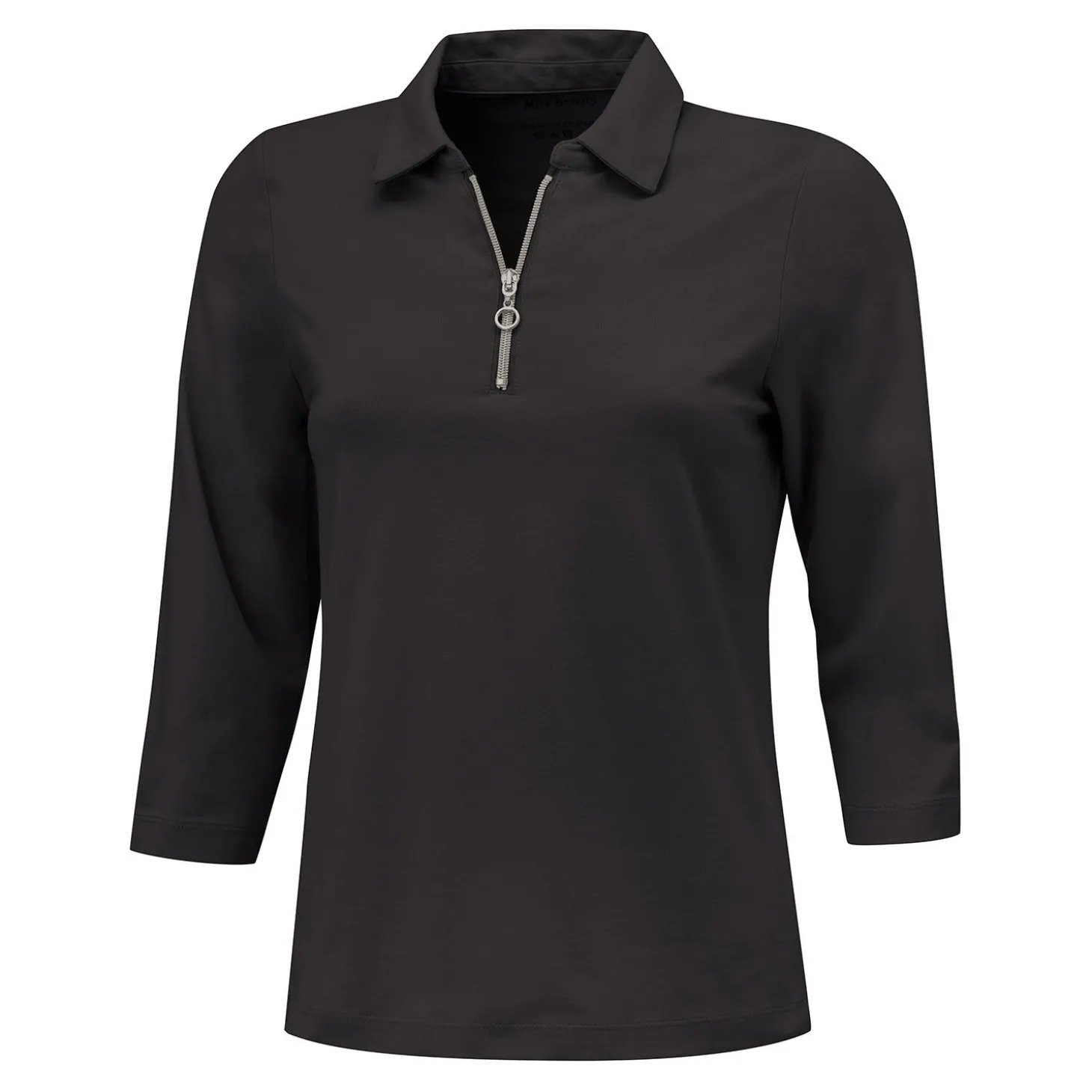 Uni Poloshirt mit Reissverschluss und 3/4 Ärmeln