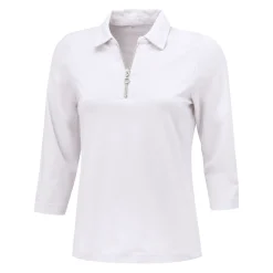 Uni Poloshirt mit Reissverschluss und 3/4 Ärmeln