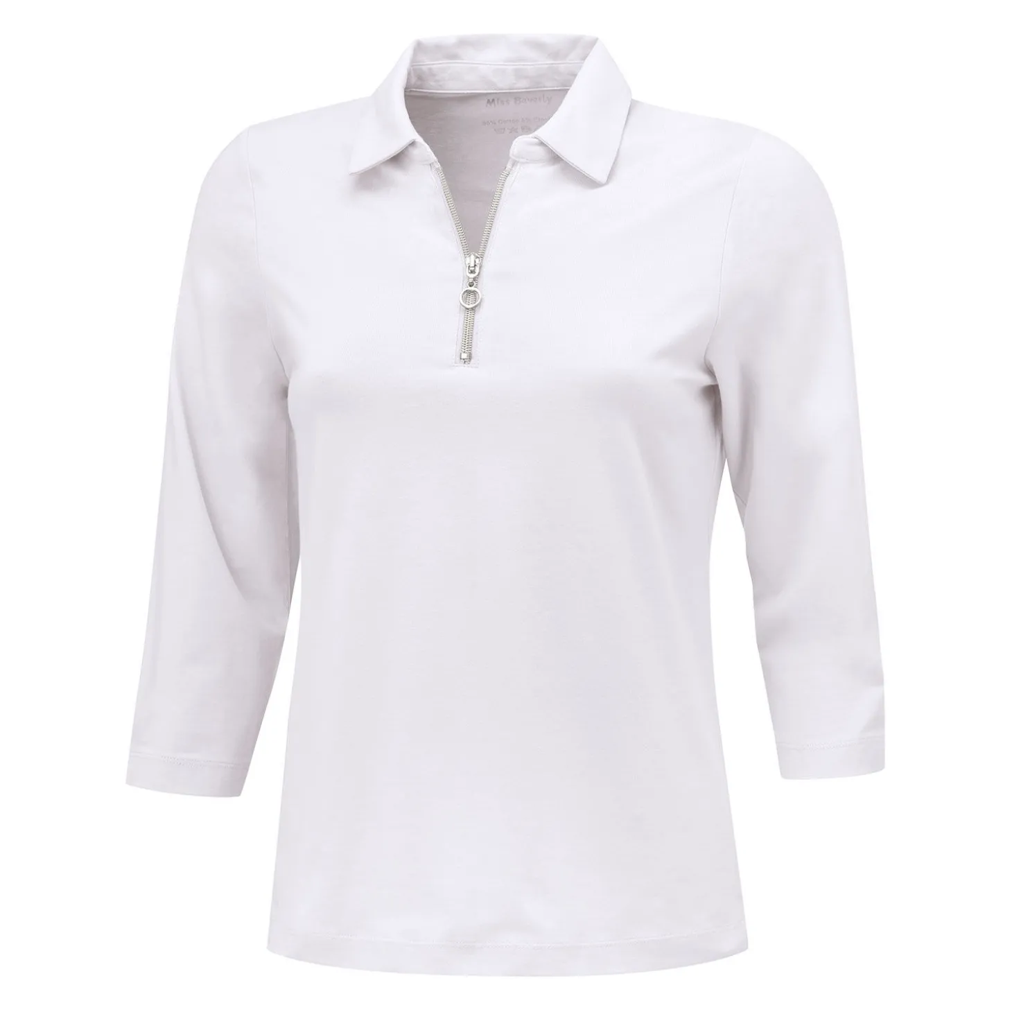 Uni Poloshirt mit Reissverschluss und 3/4 Ärmeln