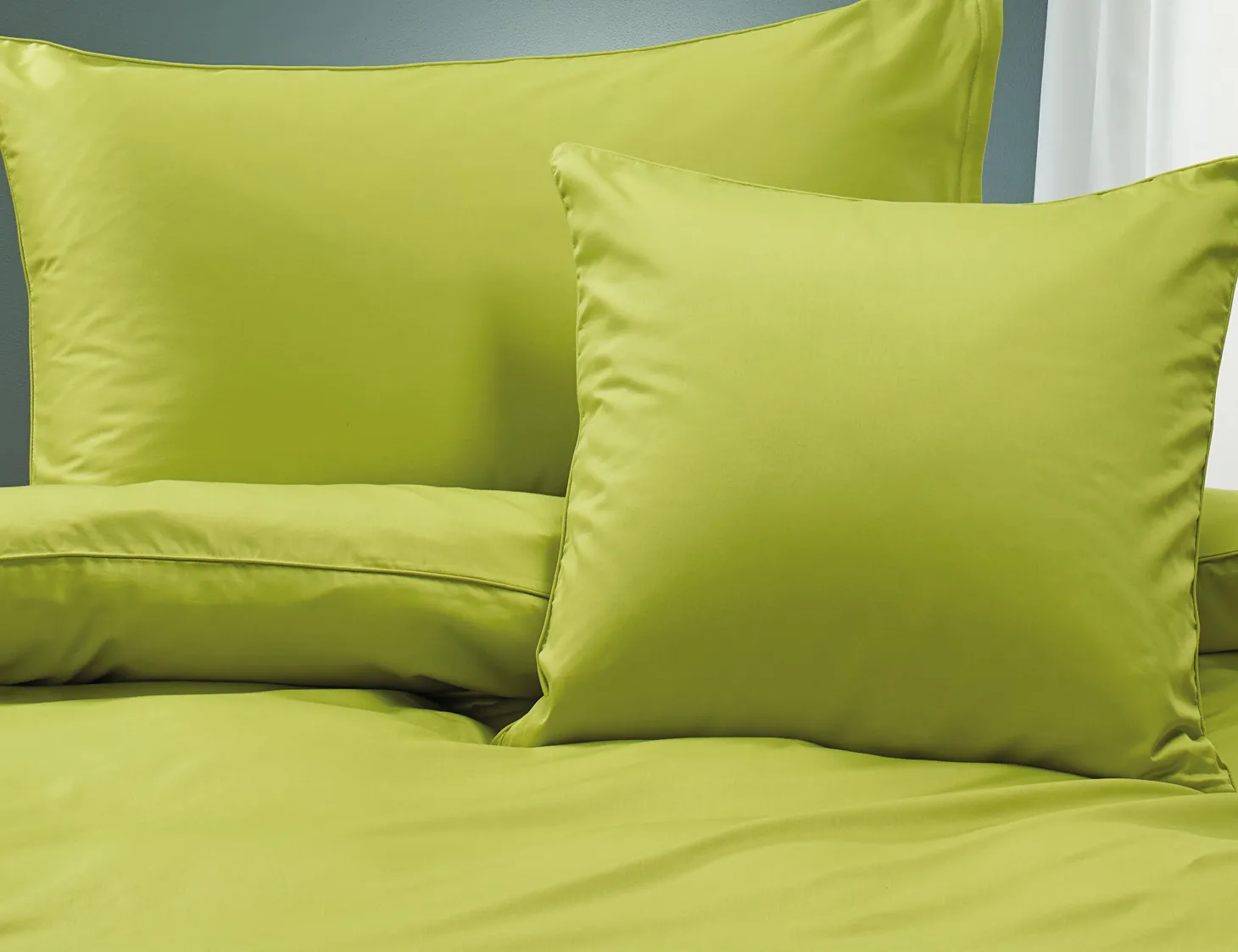 Uni Satin Bettwäsche mit Biese