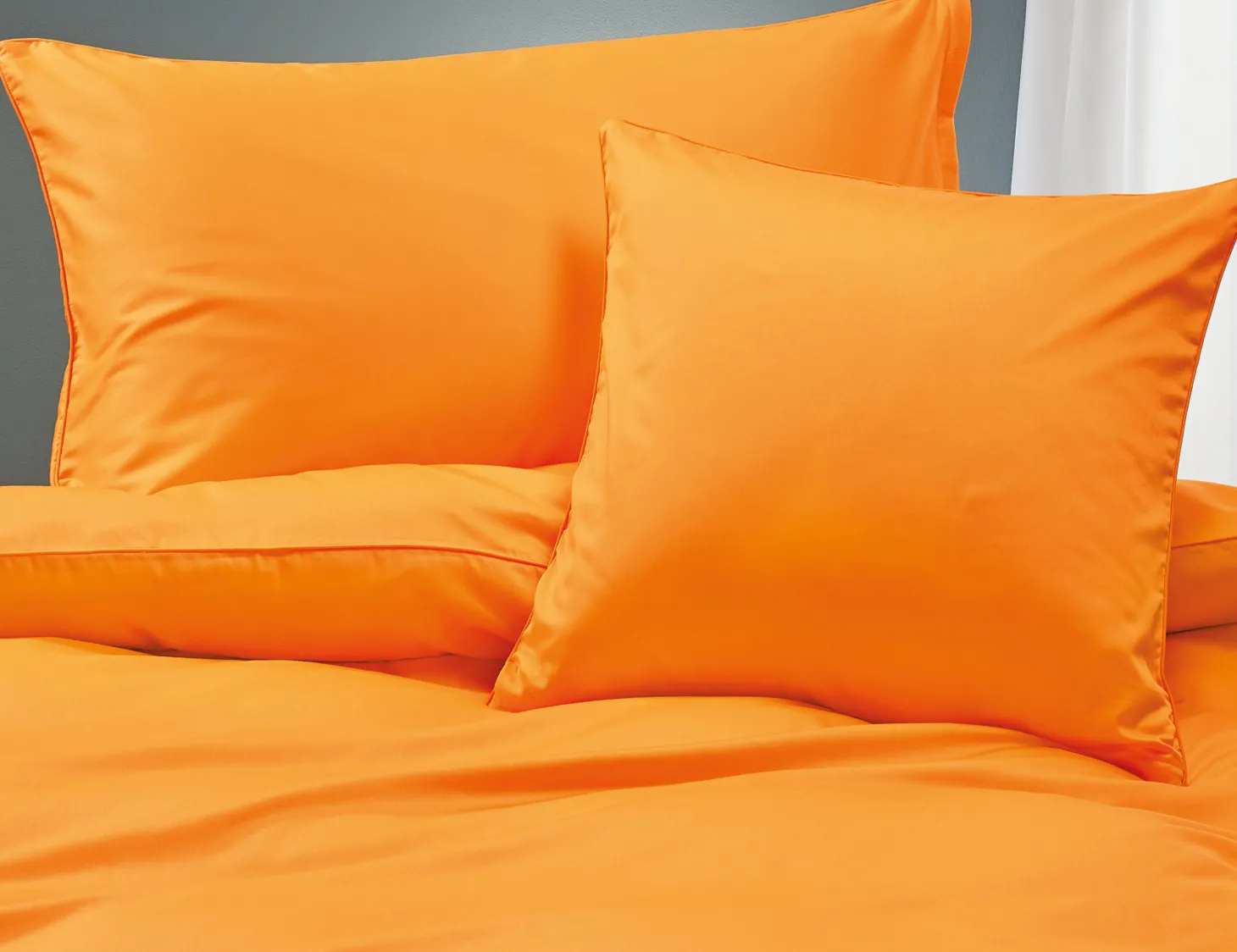 Uni Satin Bettwäsche mit Biese
