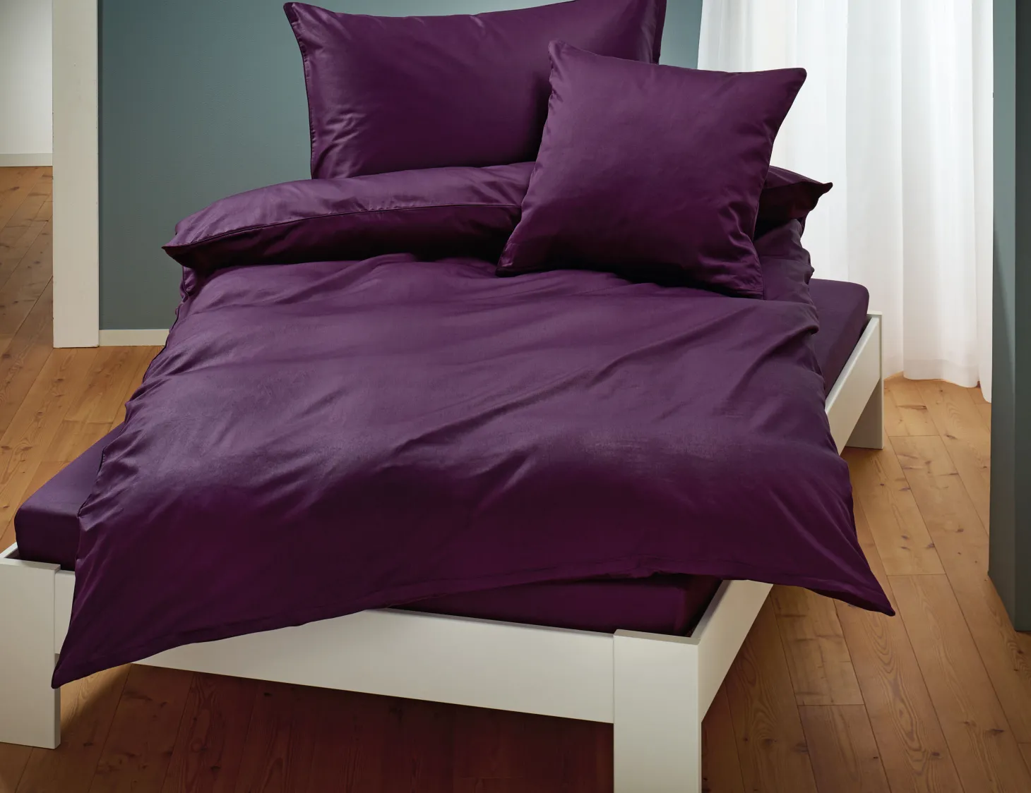 Uni Satin Bettwäsche mit Biese