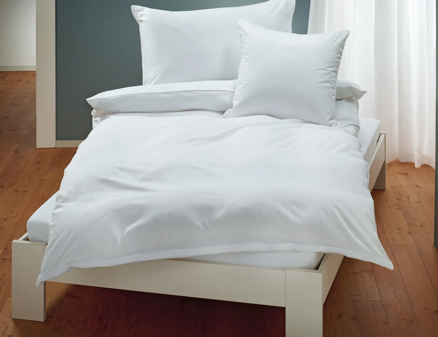 Uni Satin Bettwäsche mit Biese