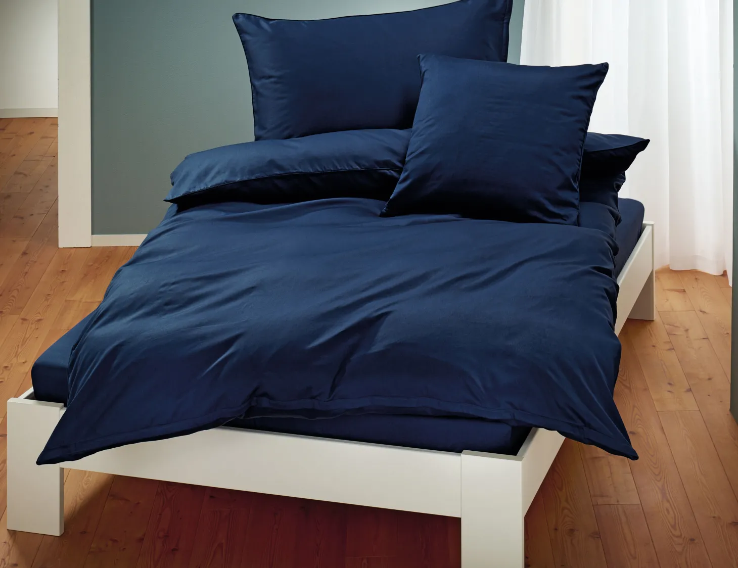 Uni Satin Bettwäsche mit Biese