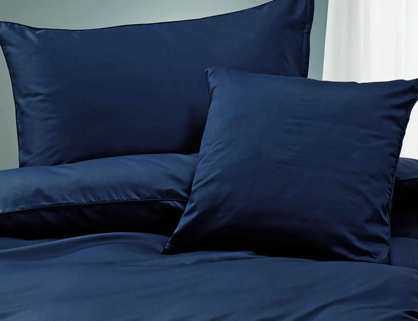 Uni Satin Bettwäsche mit Biese