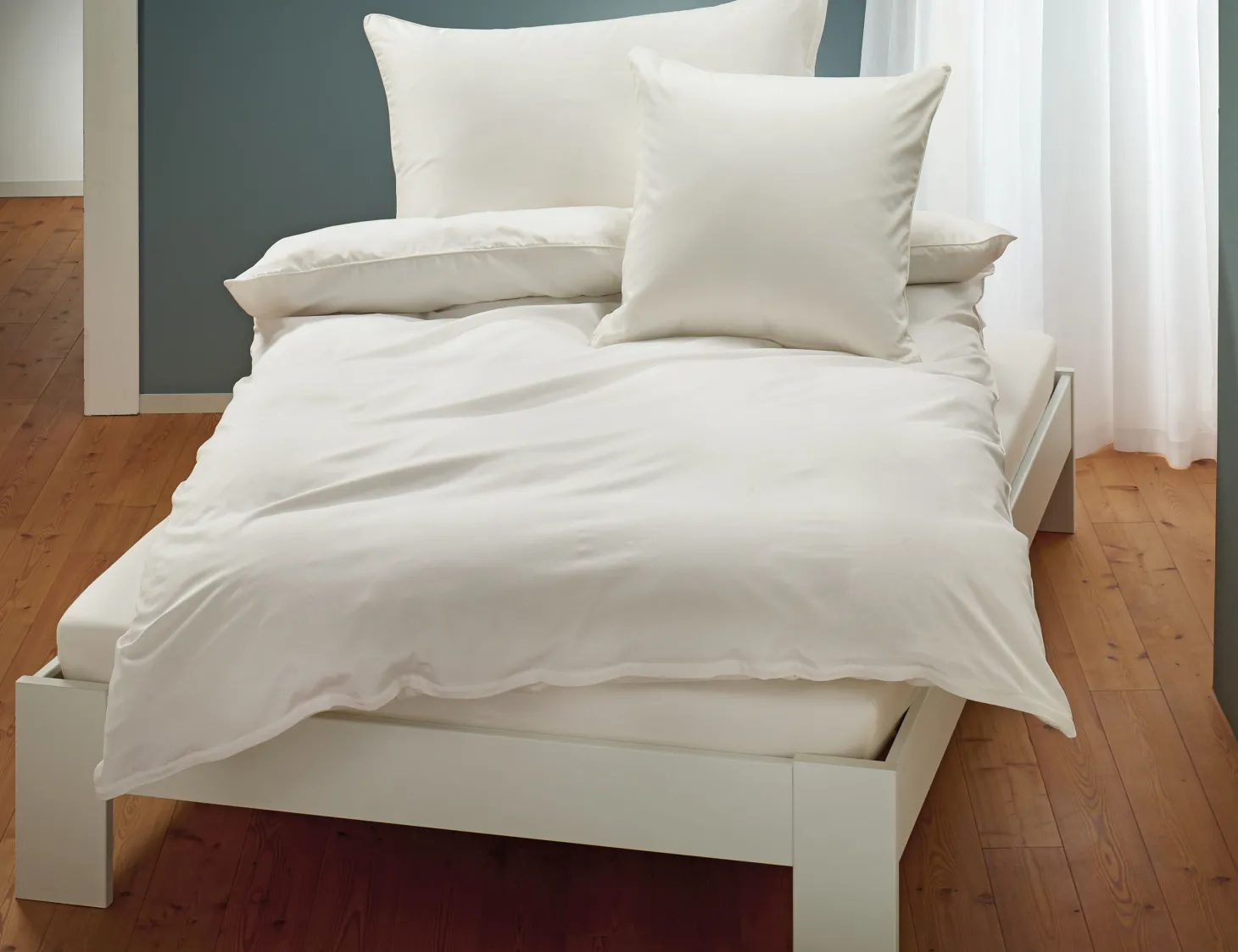 Uni Satin Bettwäsche mit Biese