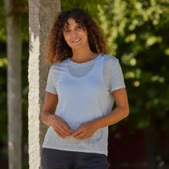 Unifarbenes Leinen T-Shirt