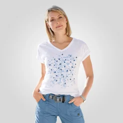 V-Neck T-Shirt mit Sommerprints