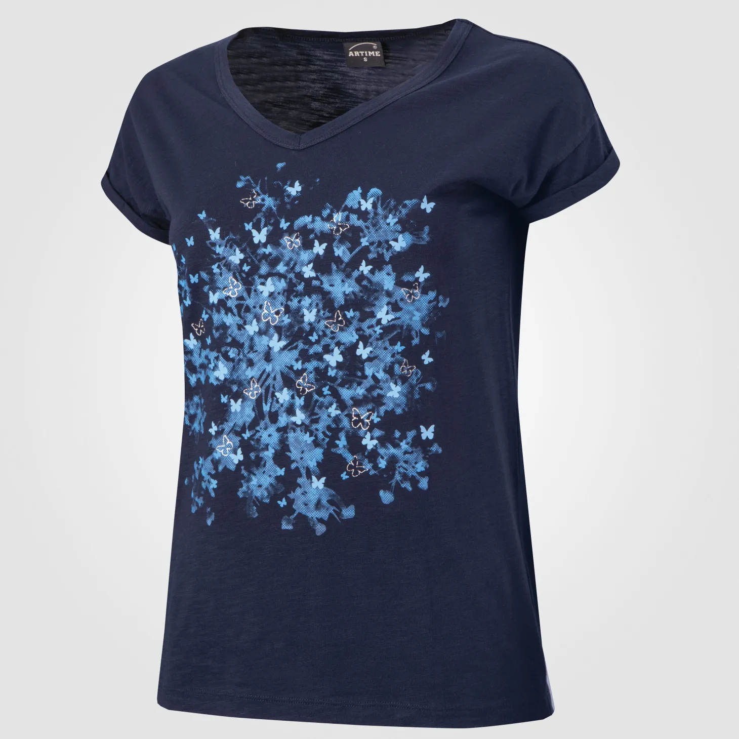 V-Neck T-Shirt mit Sommerprints