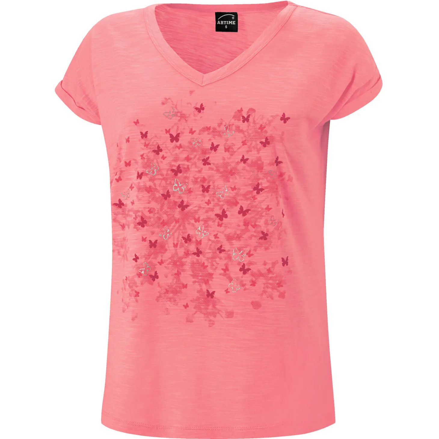 V-Neck T-Shirt mit Sommerprints