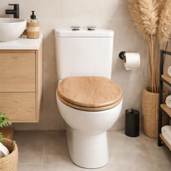 WC-Sitz Eiche-Optik MDF mit Absenkautomatik